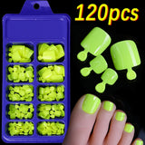 120-piece pink French tip press-on toenails, square short glossy false toe nails set by HSF Marketplace