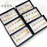 Vintage gold and silver stud earrings set for women, 6 pairs by HSF Marketplace