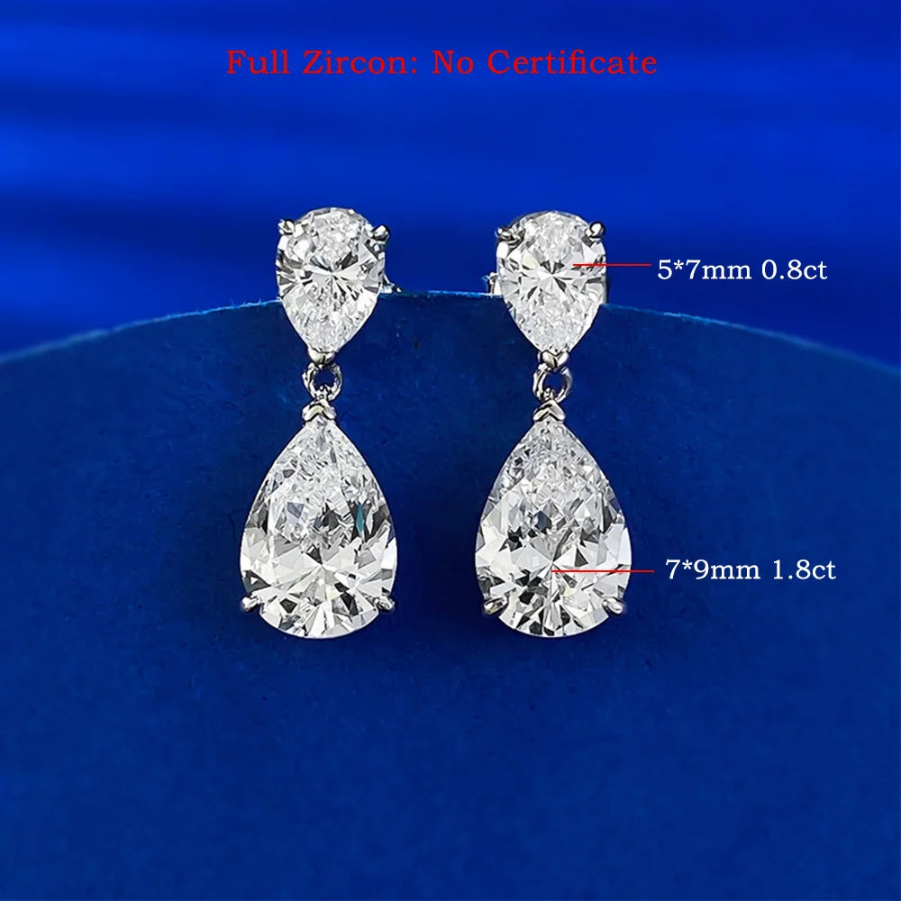 Moissanite waterdrop drop earrings in 925 sterling silver by HSF Marketplace