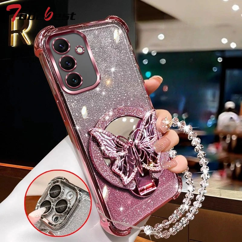Butterfly mirror crystal bracelet case for Samsung Galaxy A Series by HSF Marketplace