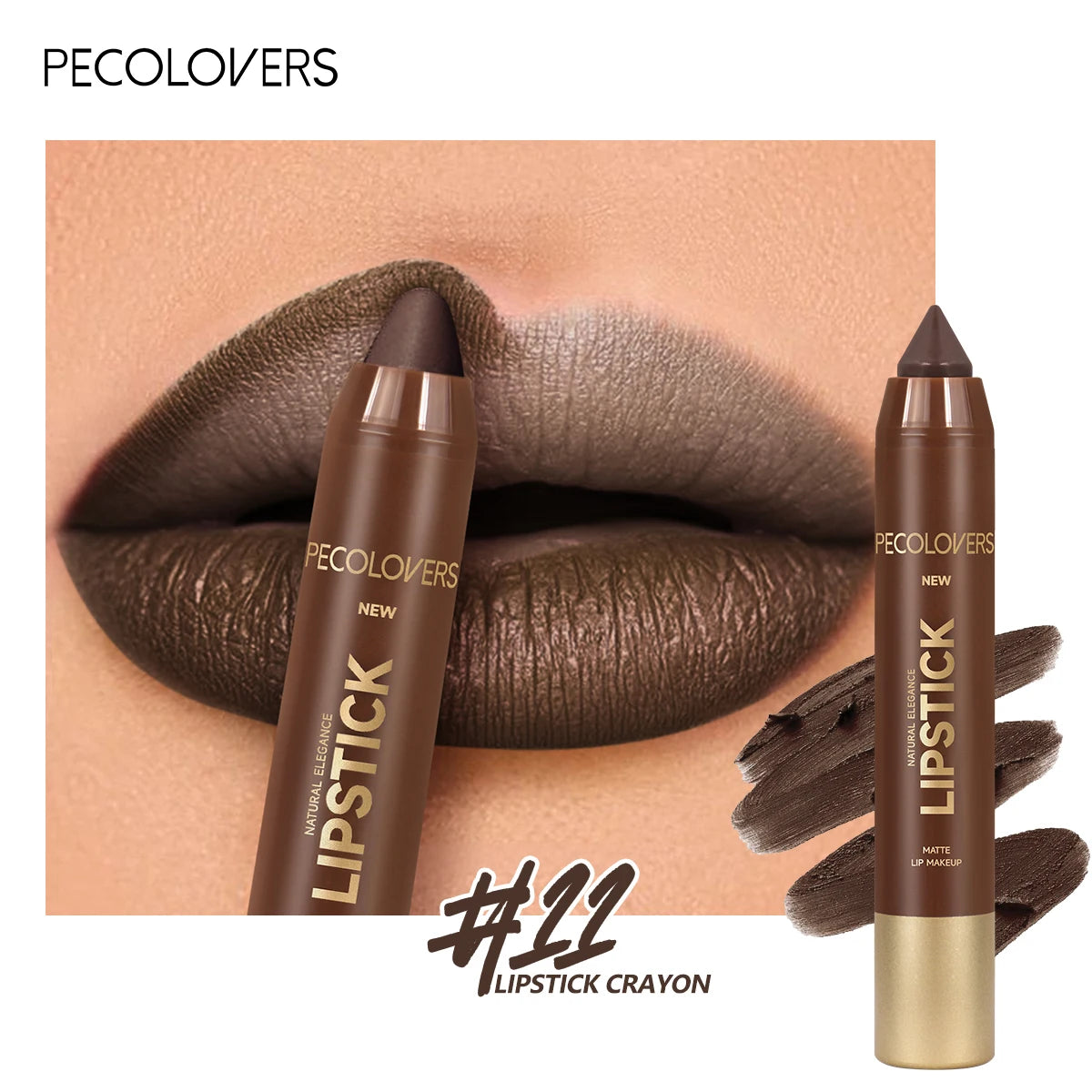 Brown matte lip liner crayon by HSF, highly pigmented cosmetic pencil for smooth, long-lasting lip definition