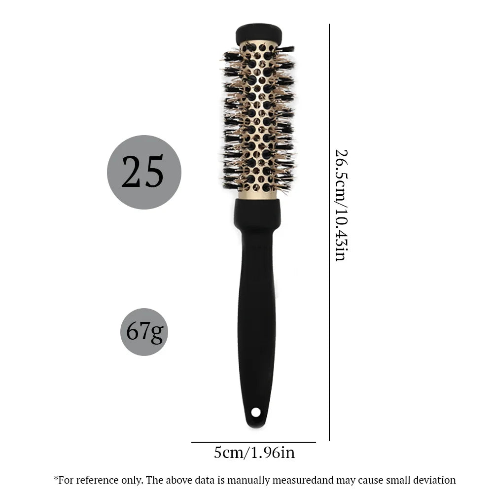 Hair Brush Comb Professional High Temperature Resistant Ceramic Iron Round Comb 5 Sizes For Blow Dry Salon Styling Tools