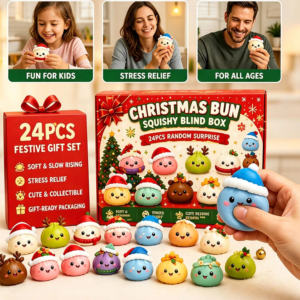 Squishy 2026 New Christmas Advent Calendar, 24 Days Countdown Surprise Box, Dumpling Slow Rebound Squishies Squeeze Sensory Gift