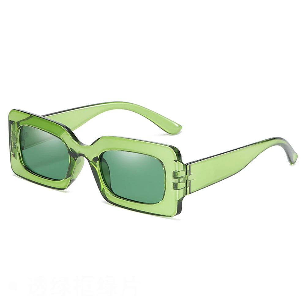 Women’s candy color retro sunglasses with large square frames by HSF Marketplace, UV400 sun shades for trendy style and eye protection.