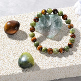 3PCS Wealth Attraction Set Tiger Eye Stone Green Dongling Bracelet with Original Stone for Wealth Attraction and Prosperity
