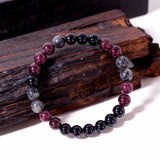 Black Glitter Stone Bracelet For Women Garnet Natural Stone Beads Elastic Chain Bangle Men Fashion Party Jewelry Gift