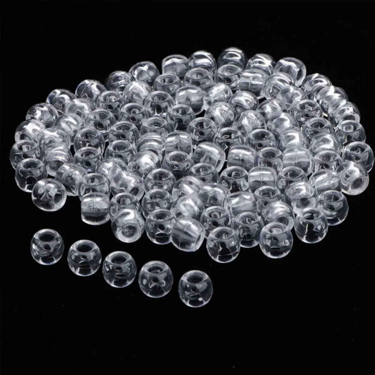 12mm acrylic plastic beads, transparent round beads, dirty braid accessories, hair extensions, large hole beads, string beads