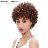 Rebecca Brazilian Afro Kinky Curly Human Hair Wig in dark brown, short style with full machine-made Remy hair from HSF Marketplace