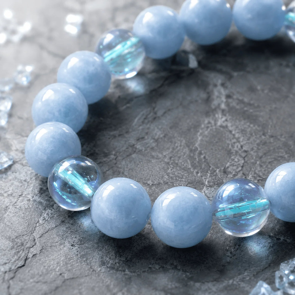 Niche High-grade Aquamarine Bracelet, Mint Sky Blue Beads, Unisex All-match Hand Jewelry