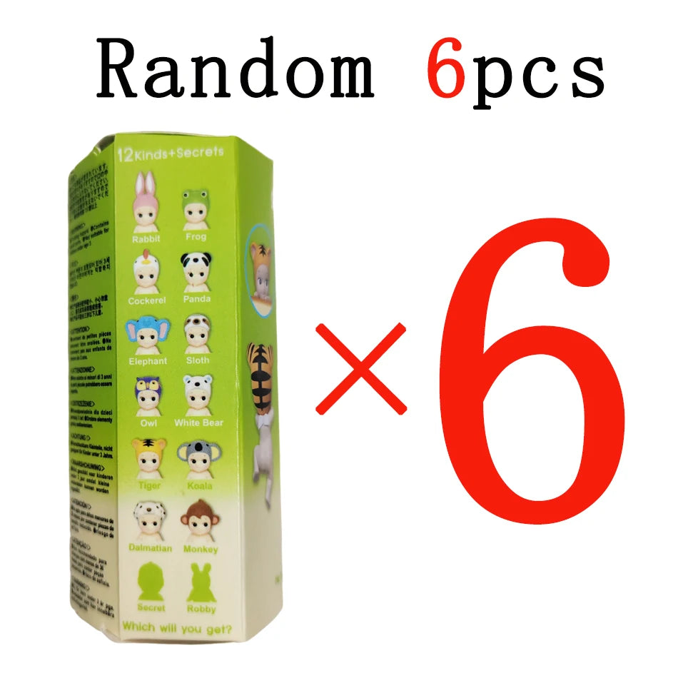 Cute animal series anime figure blind box, 8cm collectible car ornament and phone decoration plush figure