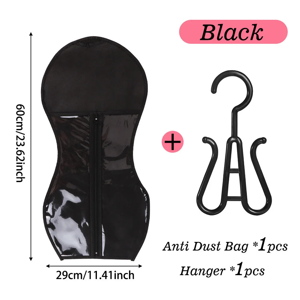 1/3/5pcs Premium Wig Storage Bags with Sturdy Metal Hangers - Black Transparent Design for Multiple Wigs & Hair Extensions