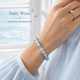 Niche High-grade Aquamarine Bracelet, Mint Sky Blue Beads, Unisex All-match Hand Jewelry