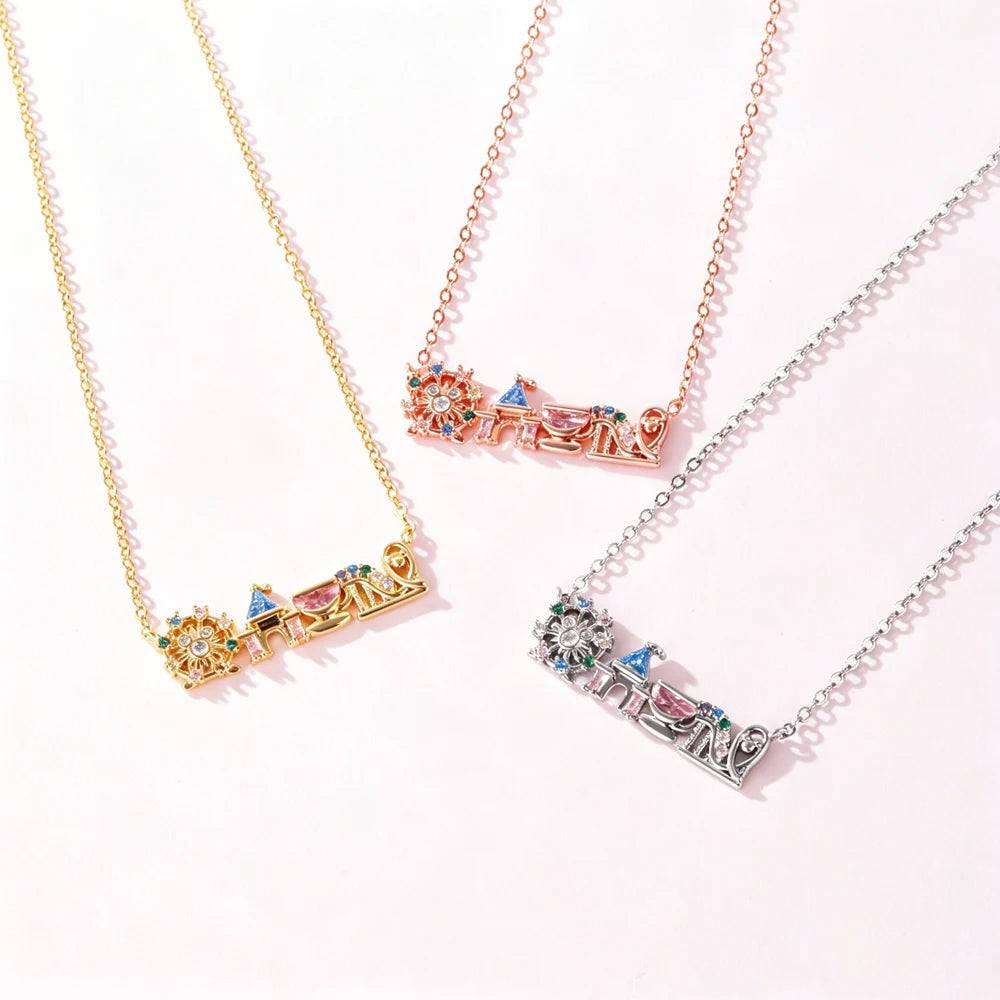 18K gold plated zircon pendant necklace by HSF Marketplace for women