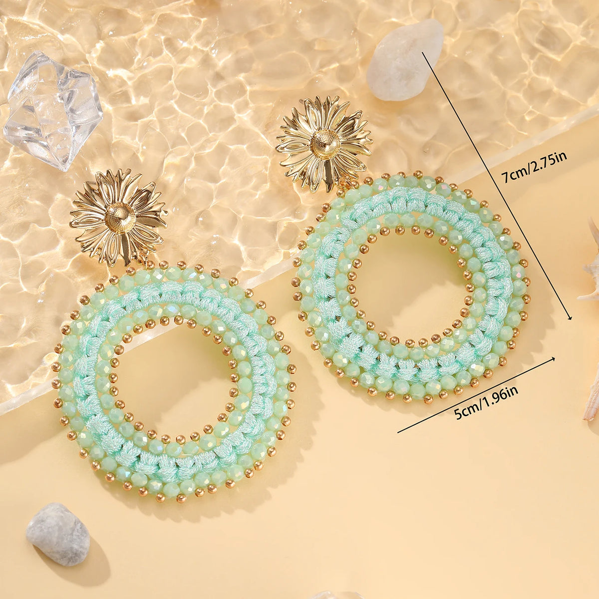 Colorful handmade water drop shape earrings for women, detailed jewelry design