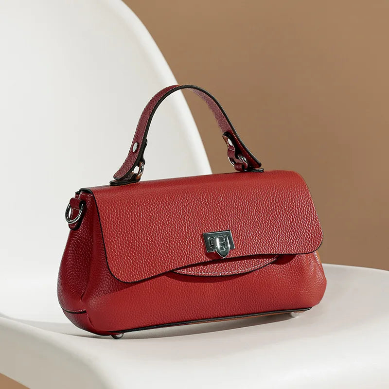 Luxury genuine leather women's crossbody bag in classic handbag style