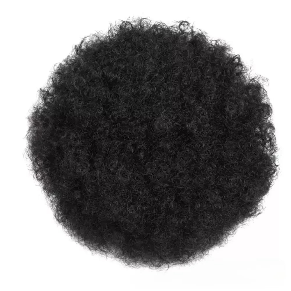 Afro kinky curly drawstring ponytail virgin human hair extension in natural color for women