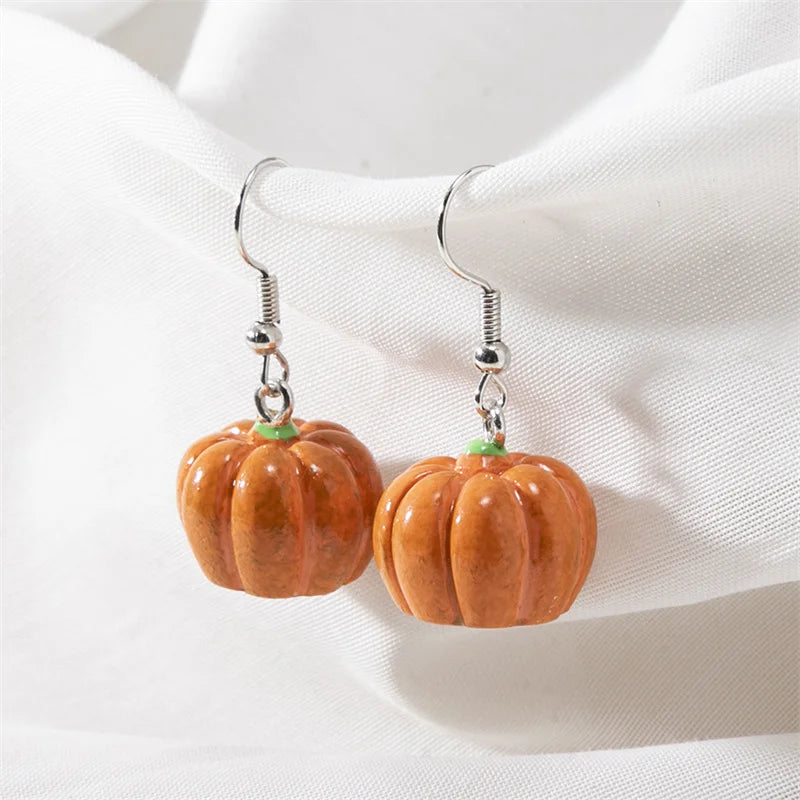 1pair Halloween Pumpkin Dangle Earrings Jewelry for Women Girls Resin Pumpkin Drop Earrings Jewelry Gifts