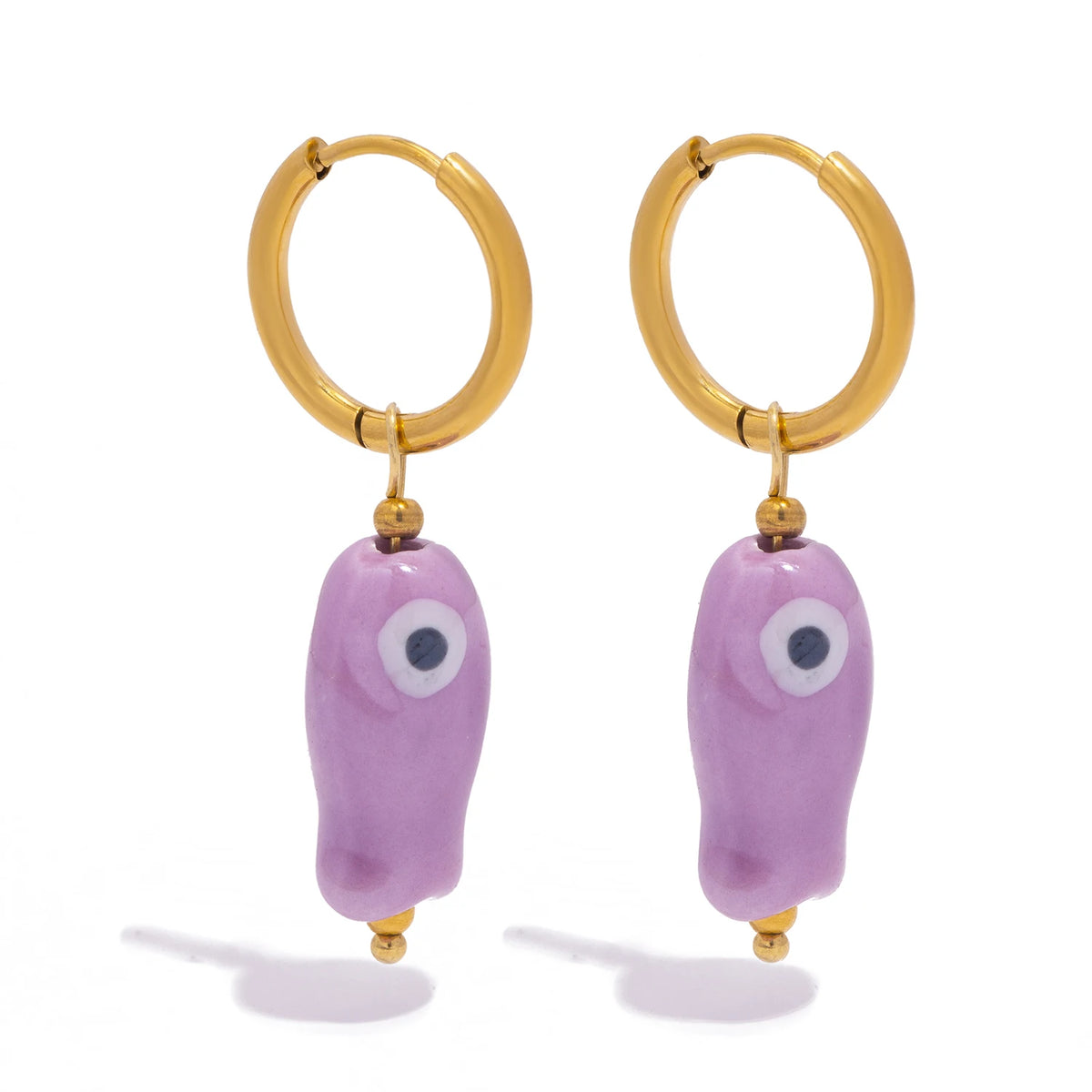 Stainless Steel Ceramic Fish Earrings for Women, Summer Dopamine Jewelry with Vibrant Colorful Pendant Hypoallergenic Gift