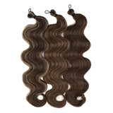 26 Inch Crochet Braid Hair 300G Synthetic Ombre Brown 27/30/613 Deep Wave Braiding Hair Extensions Body Wave Twist Crochet Hair