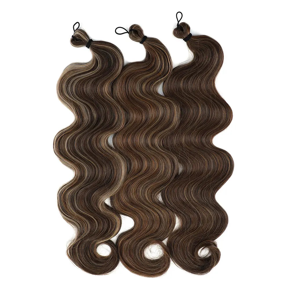 26 Inch Crochet Braid Hair 300G Synthetic Ombre Brown 27/30/613 Deep Wave Braiding Hair Extensions Body Wave Twist Crochet Hair