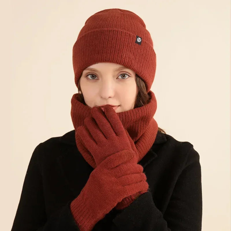 Women's winter beanie hat, gloves and snood scarf set by HSF Marketplace