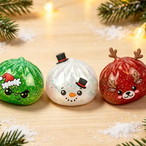 8.5cm Christmas Dumpling Snowman, Elk, Santa Claus Squeeze with Box Stress Relief for Christmas Party Gifts