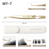 MYEVER Anti-Slip Eyelash Extension Tweezers Steel High-Density Fiber Tip Eyelash & Eyebrow Professional Precision Makeup Tools