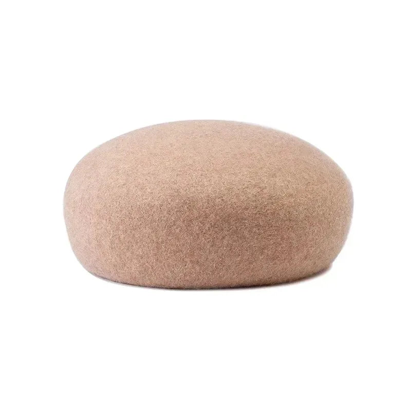 Women's wool felt beret hat with vintage hard concave top, pillbox fascinator style for weddings and parties