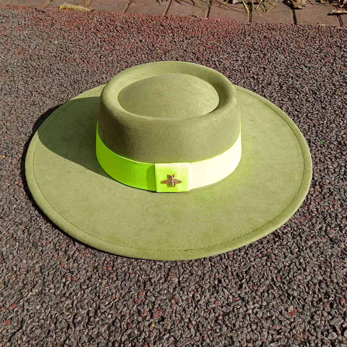 Women's wide brim vegan suede fedora hat in brown, by HSF Marketplace
