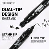 Set of 7 waterproof liquid eyeliner stamps with moon, star, and heart shapes, quick-dry eye liner pencil by HSF Marketplace.
