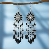 Bohemian water drop tassel earrings for women, vintage dangle jewelry style, HSF Marketplace