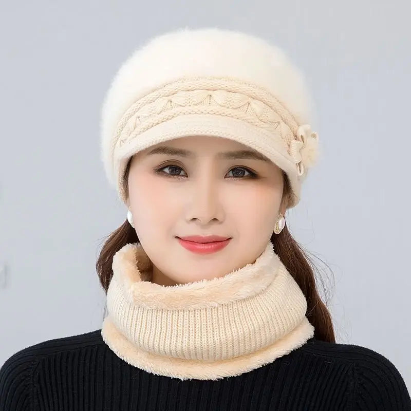 HSF Marketplace warm knitted women’s winter hat, scarf, and gloves set in soft cold-weather style