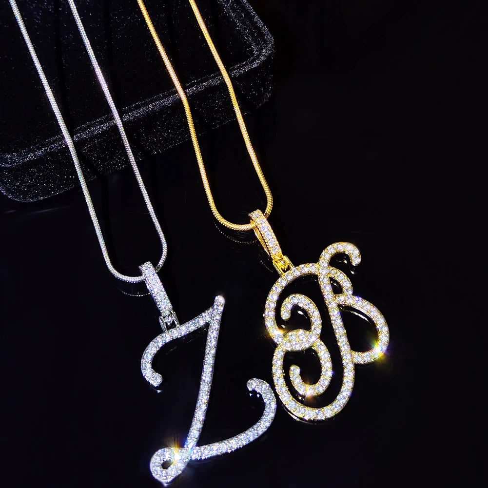 Personalized cursive initial pendant necklace for women, delicate jewelry design from HSF Marketplace