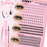 140 cluster Korean-style false lash extension kit for natural long, wispy cat-eye cosplay makeup looks