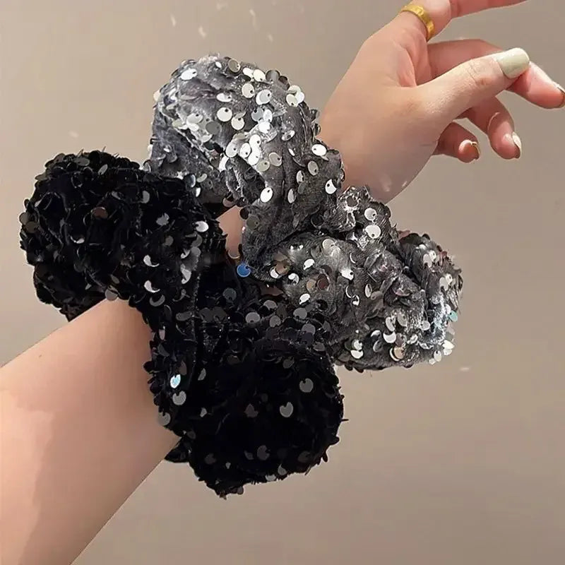 Sequin Fashion Exquisite Shiny Large Hair Loop Ponytail Holders Rubber Bands Hair Accessories For Women Party Hair Tie