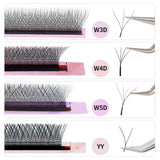 Arison 3D-6D W-Shape false eyelash extensions for volume fans, close-up product view