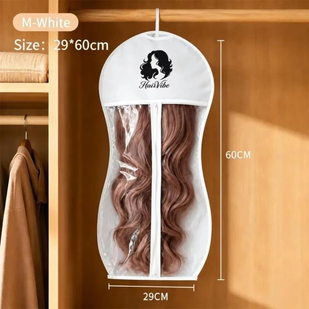 Transparent HSF Marketplace PEVA wig storage bag with zipper closure for hair styling tools