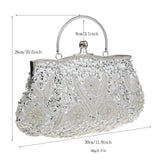 Beaded embroidered women's retro small tote evening bag with shoulder chain, perfect for wedding or party occasions.