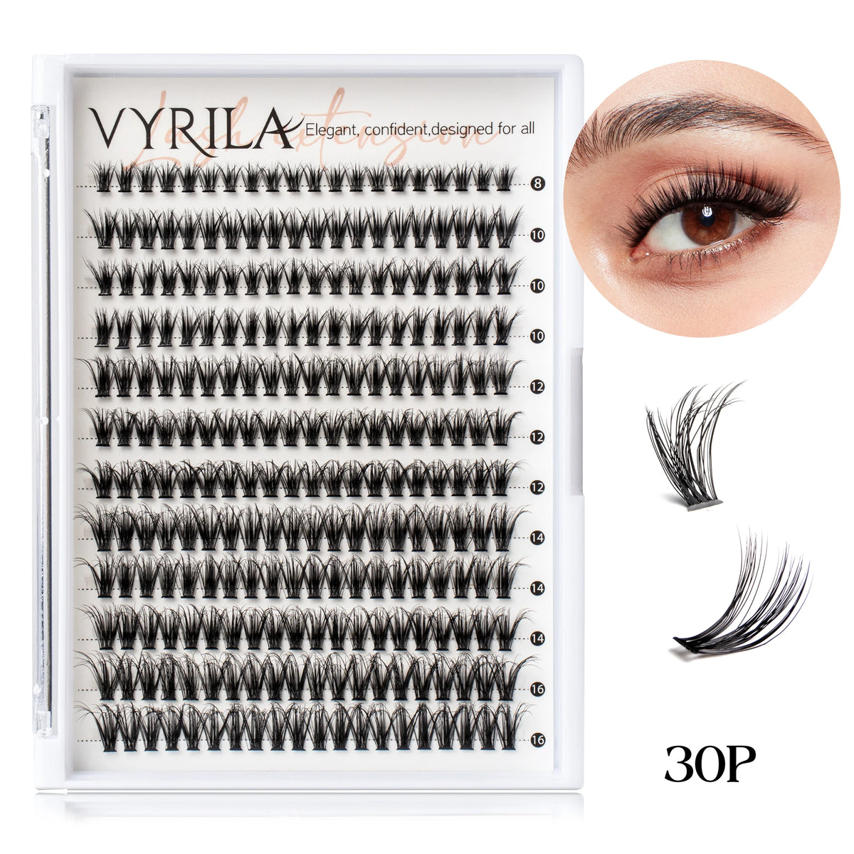 C curl mix lash clusters for natural 3D wispy eyelash extensions by HSF Marketplace