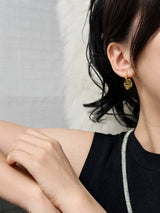 XE-221 heart pendant women's zircon stainless steel earrings in gold color by HSF Marketplace