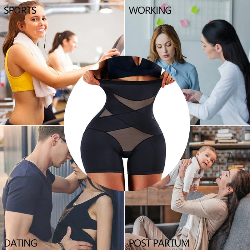 CXZD women’s high-waist trainer body shaper panties with tummy control, shown in black shapewear design