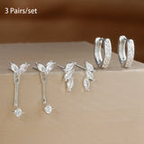 3 pairs of zircon stainless steel huggies hoop earrings set with small hoops for women’s cartilage piercings