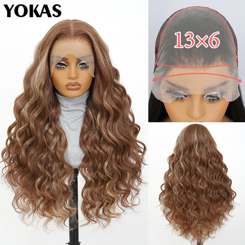 30 Inch Synthetic And Blend Lace Wigs For Women Body Wave Women Wigs 13x6 HD Lace Frontal Wigs With Baby Hair For African Female