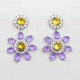 Colorful Purple Green Dangle Earrings for Women Luxury Jewelry Wedding Evening Party Big Drop Earrings Elegant Female Gift
