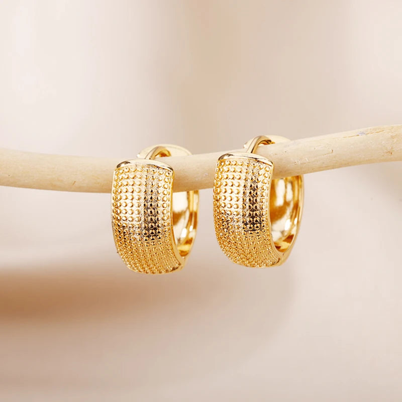Gold stainless steel small hoop earrings for women by HSF Marketplace