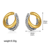 1Pc Minimalist Paved Zircon Double Layer Clip Earrings No Piercing Cartilage Ear Cuff Gold Plated Party Fashion Jewelry Gift
