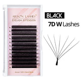 Arison 3D-6D W-Shape false eyelash extensions for creating volume fans, close-up view