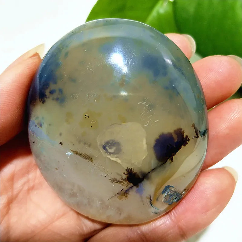 Natural Stone Waterplant Plant Small Tree Agate Palm Stone Meditation Spiritual Yoga Cure Feng Shui Crystal Room Ornament