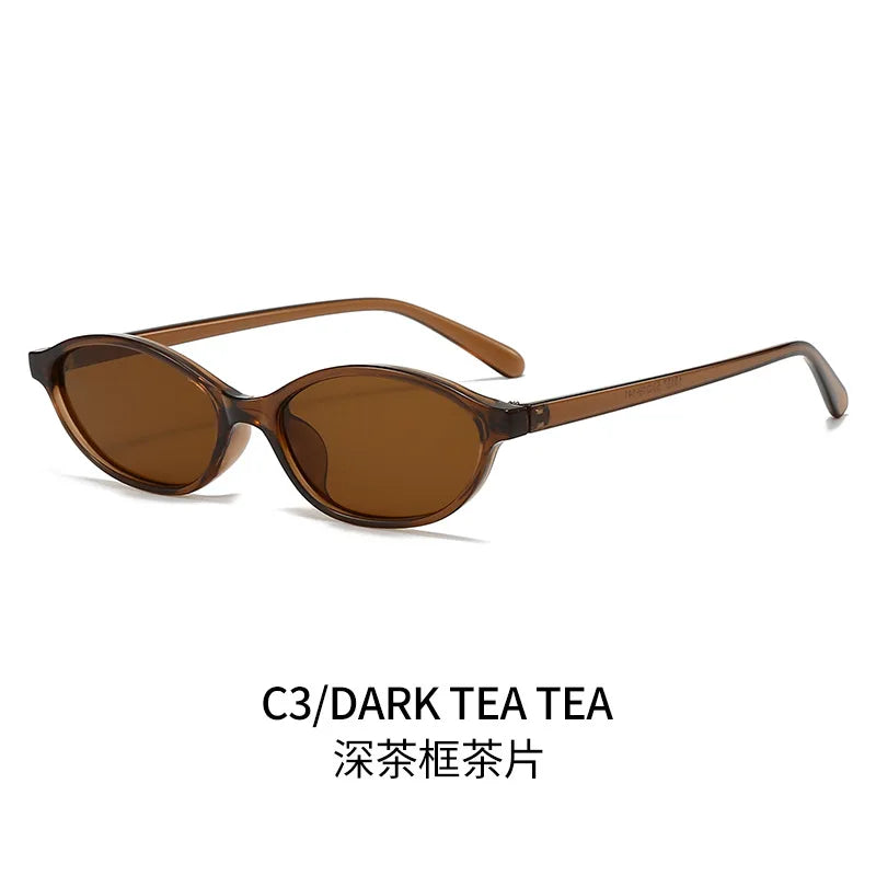 Retro oval frame sunglasses by HSF Marketplace featuring trendy small cat-eye design with sunshade and sun protection.