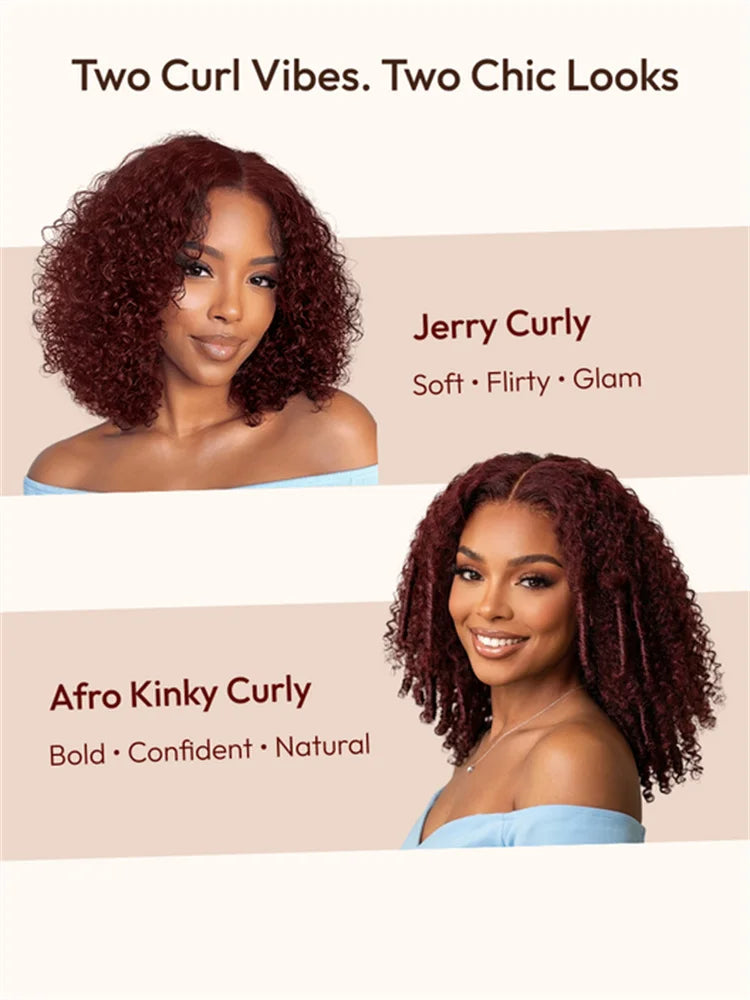Reddish brown curly glueless human hair wig by HSF Marketplace